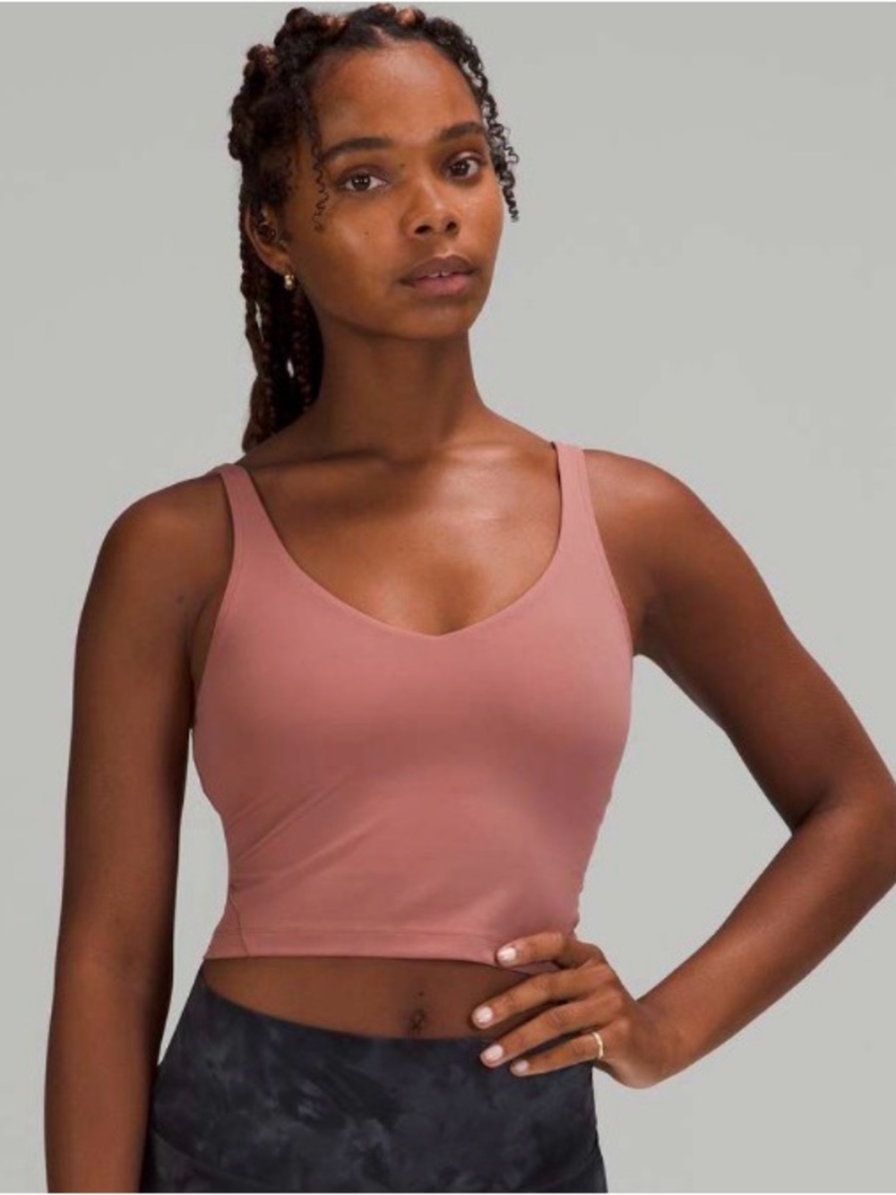Mauve Pink Cropped Align V-Neck Active Tank